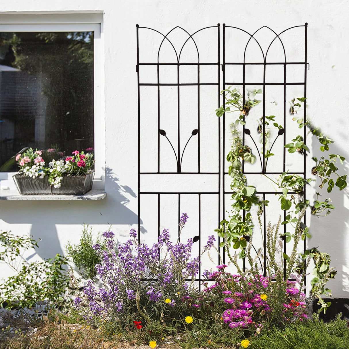 Metal Garden Trellis Rustproof For Climbing Plants Outdoor Flower Support - Furniture Home Direct