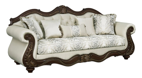 Pierce - Sofa With 5 Pillows - Beige / Cherry - Furniture Home Direct
