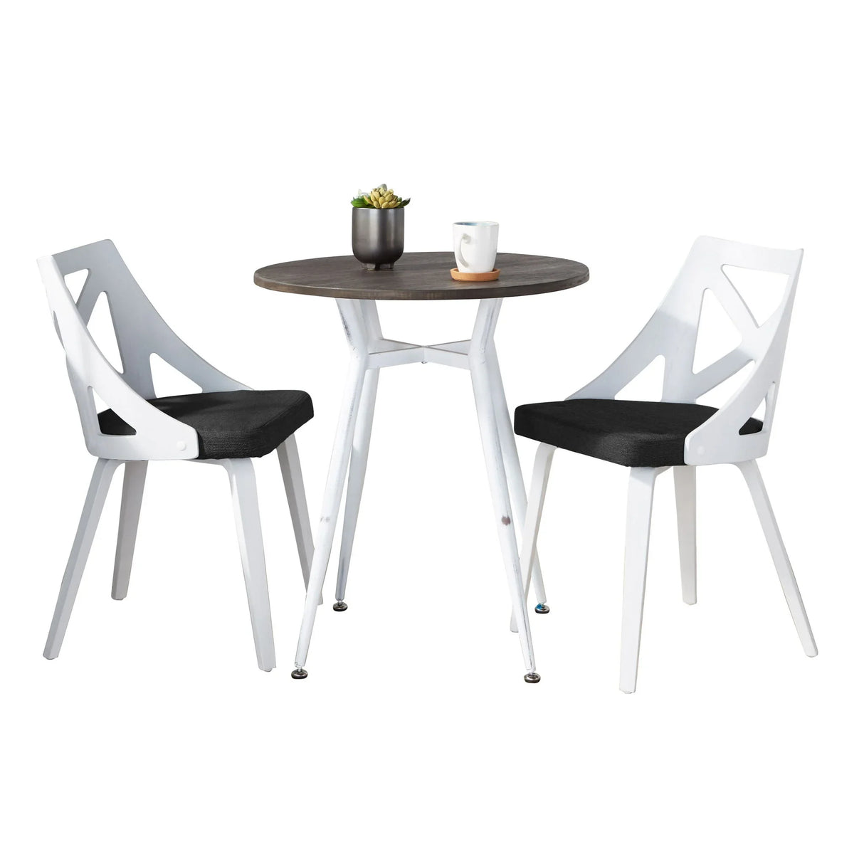 Clara Charlotte - 3 Piece Round Dinette Set Vintage With Rounded - Furniture Home Direct