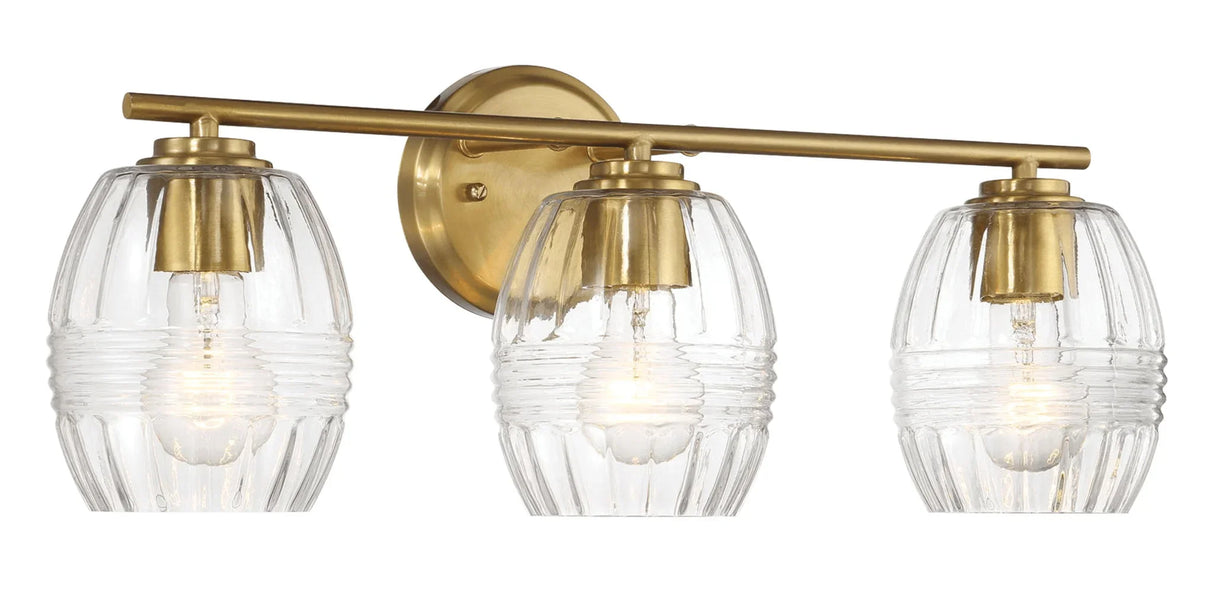 Luster - 3 Lights Vanity With Clear For Bathrooms Above Mirror Wall Lamp Satin - Clear / Gold - Furniture Home Direct