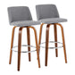 Toriano - Mid Century Modern Fixed Height, Barstool With Swivel With Round Footrest (Set of 2) - Furniture Home Direct