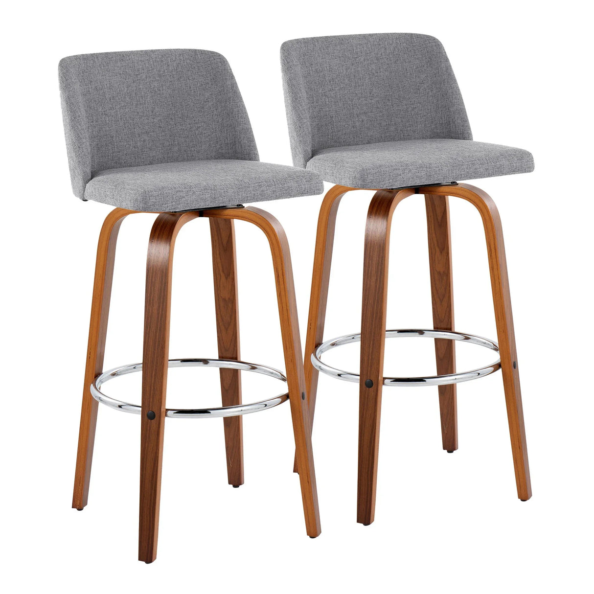 Toriano - Mid Century Modern Fixed Height, Barstool With Swivel With Round Footrest (Set of 2) - Furniture Home Direct
