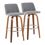 Toriano - Mid Century Modern Fixed Height, Barstool With Swivel With Round Footrest (Set of 2) - Furniture Home Direct