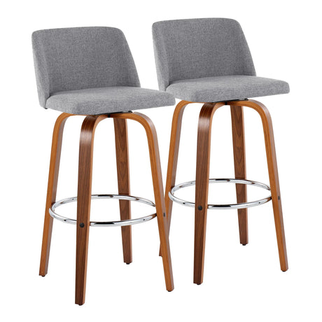 Toriano - Mid Century Modern Fixed Height, Barstool With Swivel With Round Footrest (Set of 2) - Furniture Home Direct