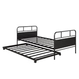 Twin Size Daybed Platform Bed Frame With Trundle Built In Casters - Black - Furniture Home Direct