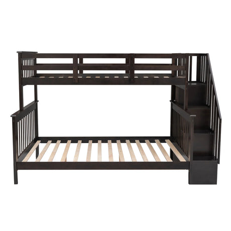 Stairway Bunk Bed With Storage And Guard Rail For Bedroom - Furniture Home Direct