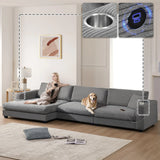 Oversized Sectional L Shaped Cloud Couch With USB Charging Port Cup Holder Deep And Wide Seat Sofa With Chaise Comfy - Furniture Home Direct