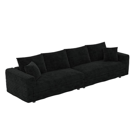 Plush Corduroy 4 Seat Sofa, Modern Comfy Upholstered Sofa Cloud Couch, Deep Seat Couches With Soft Pillows - Furniture Home Direct