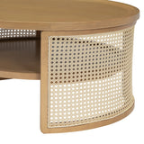 Round Coffee Table With Storage Caned Sides Natural - Furniture Home Direct