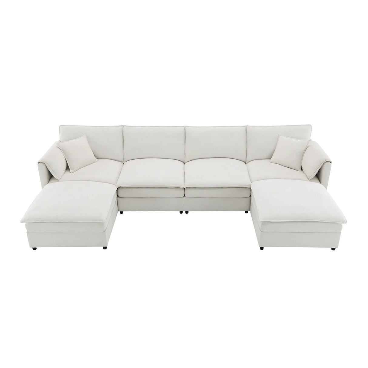 Sectional Sofa Chenille L Shaped Living Room Comfort Cream - Furniture Home Direct