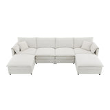 Sectional Sofa Chenille L Shaped Living Room Comfort Cream - Furniture Home Direct