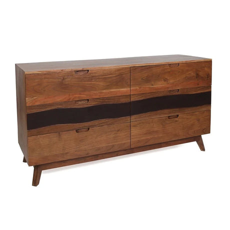 Sierra 6 Drawer Dresser - Natural Wood / Brown - Furniture Home Direct