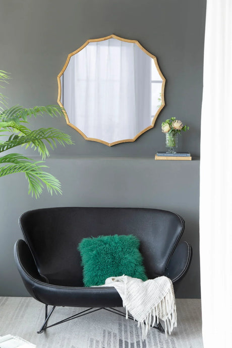 Round Sunburst Wall Mirror With, Wall Decor Mirror For Entryway Bedroom Living Room - Gold - Furniture Home Direct