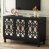 Modern Mirrored TV Stand, 3 Adjustable Shelves For Living Room - Furniture Home Direct