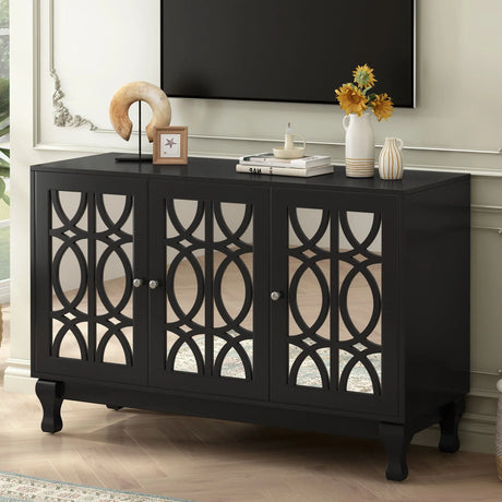 Modern Mirrored TV Stand, 3 Adjustable Shelves For Living Room - Furniture Home Direct