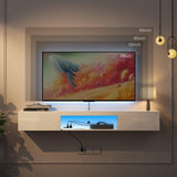 Wall Mounted TV Stand 63 Inch LED Illuminated White - Furniture Home Direct