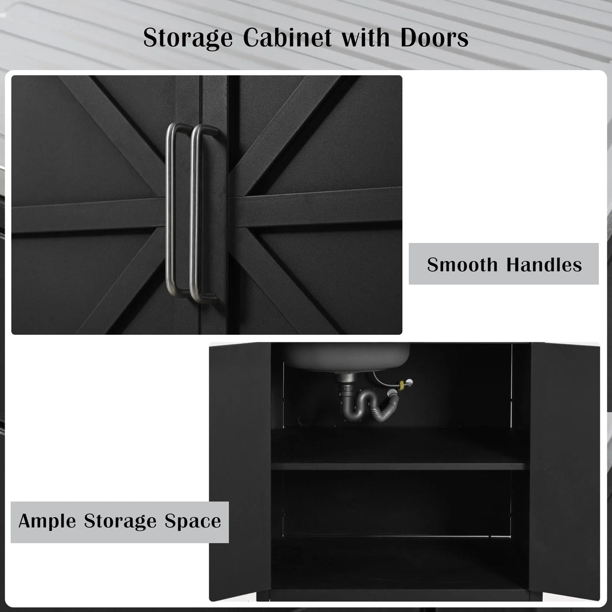 Outdoor Movable Kitchen Sink Patio Modular Kitchen Sink Station With Cabinet For Garden, Patio, Backyard - Matte Black - Furniture Home Direct