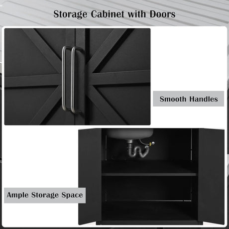 Outdoor Movable Kitchen Sink Patio Modular Kitchen Sink Station With Cabinet For Garden, Patio, Backyard - Matte Black - Furniture Home Direct