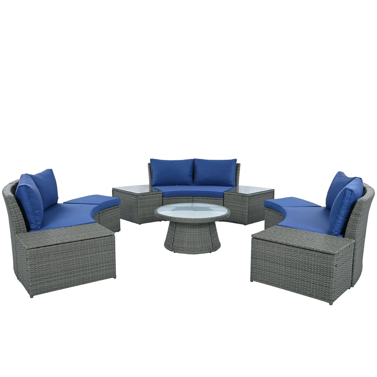 Semi-Circle Outdoor Sectional Set - Furniture Home Direct