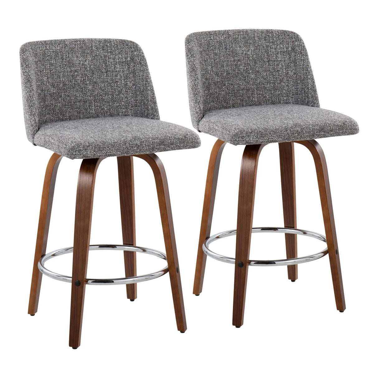Toriano - Mid-Century Modern Fixed Height Counter Stool With Round Footrest (Set of 2) - Furniture Home Direct