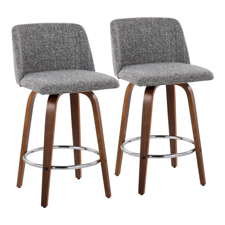 Toriano - Mid-Century Modern Fixed Height Counter Stool With Round Footrest (Set of 2) - Furniture Home Direct