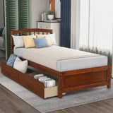 Platform Storage Bed Wood Bed Frame With Two Drawers And Headboard - Furniture Home Direct