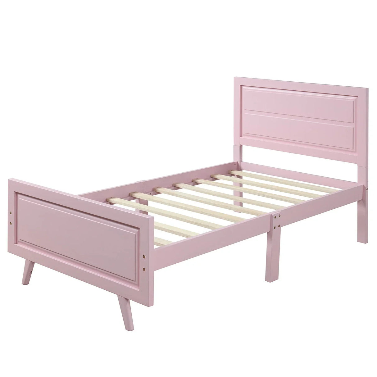 Twin Platform Bed Frame Mattress Foundation With Headboard And Wood Slat Support - Furniture Home Direct
