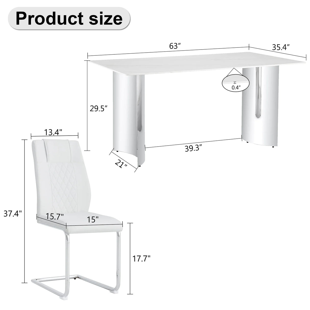 Dining Set 7 Piece Marble Top Table And Chairs White - Furniture Home Direct
