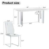Dining Set 7 Piece Marble Top Table And Chairs White - Furniture Home Direct