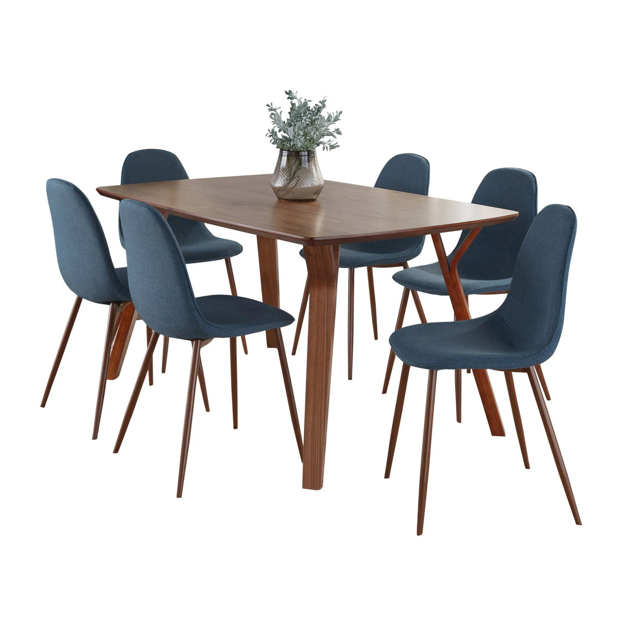 Folia Pebble - 7 Piece Mid Century Modern Dining Set - Furniture Home Direct