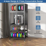 3D Printer Cabinet With Double Layer Filament Storage, Noise Reducing Design - Black - Furniture Home Direct