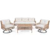 4 Piece Outdoor Patio Set with Swivel Chairs - Beige - Furniture Home Direct