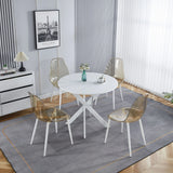 Mid-Century Dining Table For 4 - 6 People With Round MDF Table Top, Pedestal Dining Table, End Table Leisure Coffee Table, Cross Leg - Furniture Home Direct