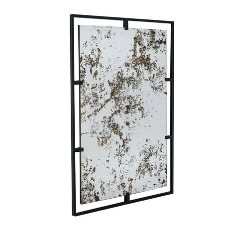 Rectangle Antiqued Wall Mirror Wall Mirror With Metal Frame, Home Wall Decor, Bedroom Living Room Entryway Wall Accent - Black - Furniture Home Direct