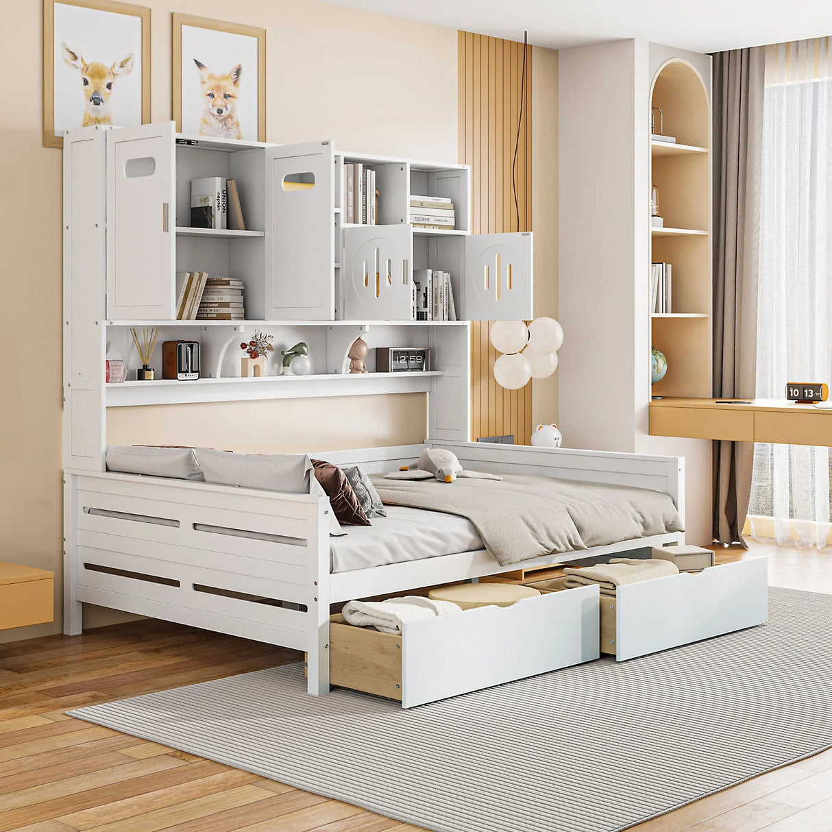 Daybed With All-In-One Cabinet And Shelf - Furniture Home Direct