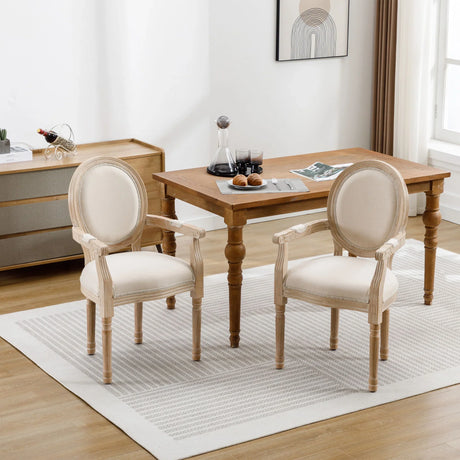 French Vintage Upholstered Fabric Dining Armchair (Set of 2) - Furniture Home Direct