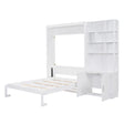 Full Size Murphy Bed With Multiple Storage Shelves - White - Furniture Home Direct
