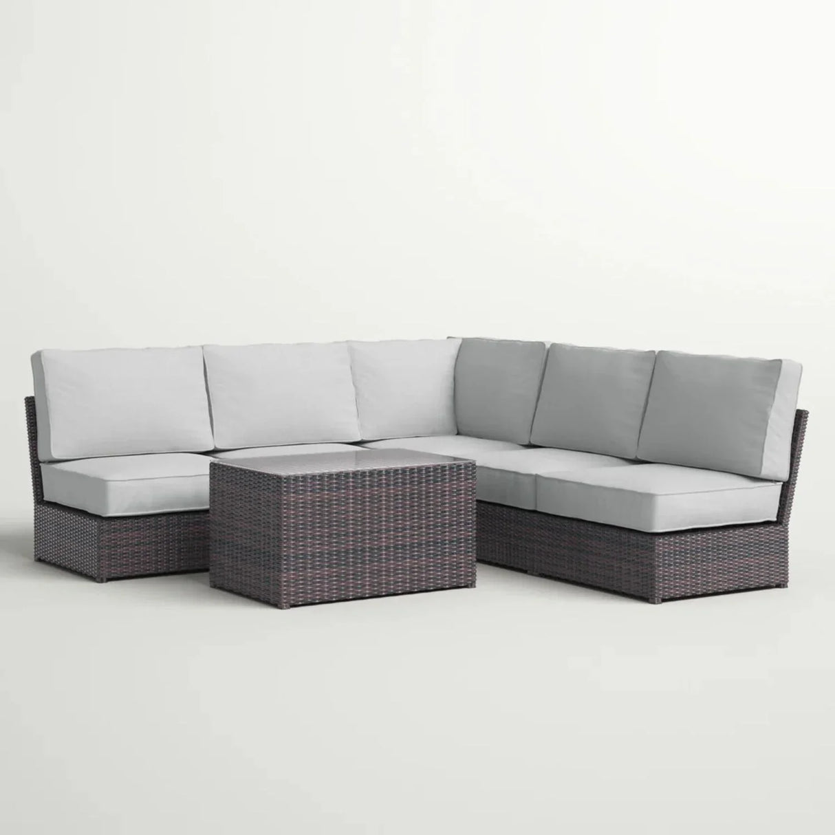 Modular 4 Person Outdoor Seating Group With Cushions - Espresso - Furniture Home Direct