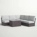 Modular 4 Person Outdoor Seating Group With Cushions - Espresso - Furniture Home Direct