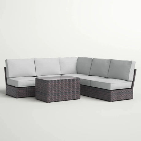 Modular 4 Person Outdoor Seating Group With Cushions - Espresso - Furniture Home Direct