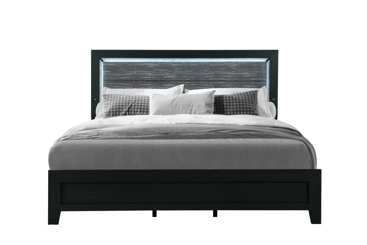 Queen Bed Set With Dresser Mirror Chest Nightstand Black - Furniture Home Direct