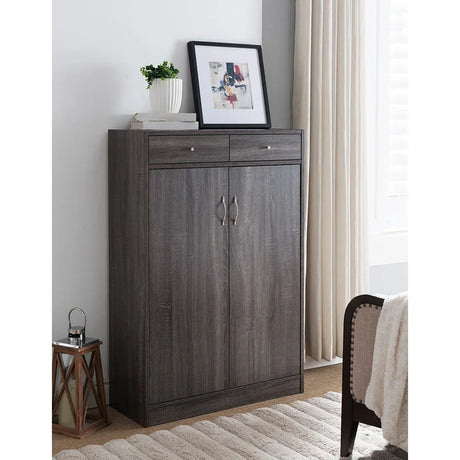 Shoe Storage Cabinet With Fives Shelves, Two Drawers, Fits 15 Pairs Of Shoes - Furniture Home Direct