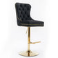 Thick Golden Swivel Velvet Barstools Adjusatble Seat Height From 25-33", Modern Upholstered Bar Stools With Backs Comfortable Tufted For Home Pub And Kitchen Island (Set of 2) - Furniture Home Direct