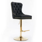 Thick Golden Swivel Velvet Barstools Adjusatble Seat Height From 25-33", Modern Upholstered Bar Stools With Backs Comfortable Tufted For Home Pub And Kitchen Island (Set of 2) - Furniture Home Direct