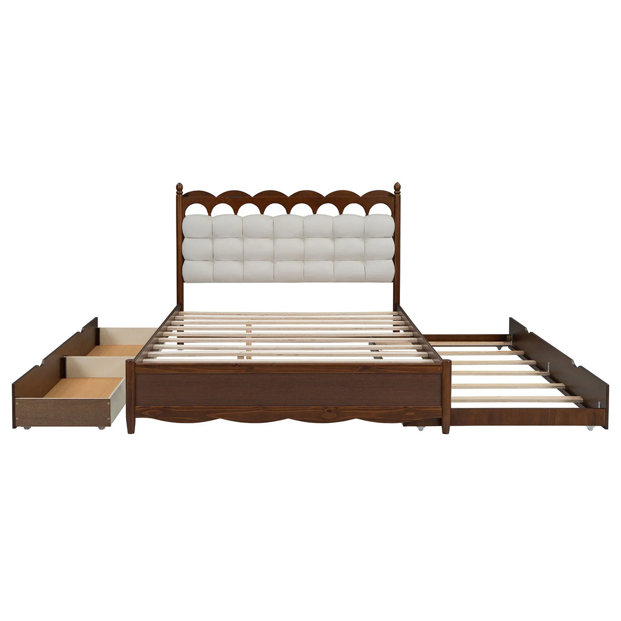 Storage Platform Bed, With 2 Big Drawers, Trundle, One Set Of Sockets & USB Ports - Furniture Home Direct