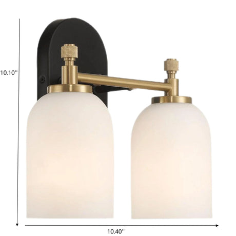 Vortex - 2 Lights Vanity In Traditional Style For Over Bathroom Mirror Wall Sconce - Black / Gold / White - Furniture Home Direct