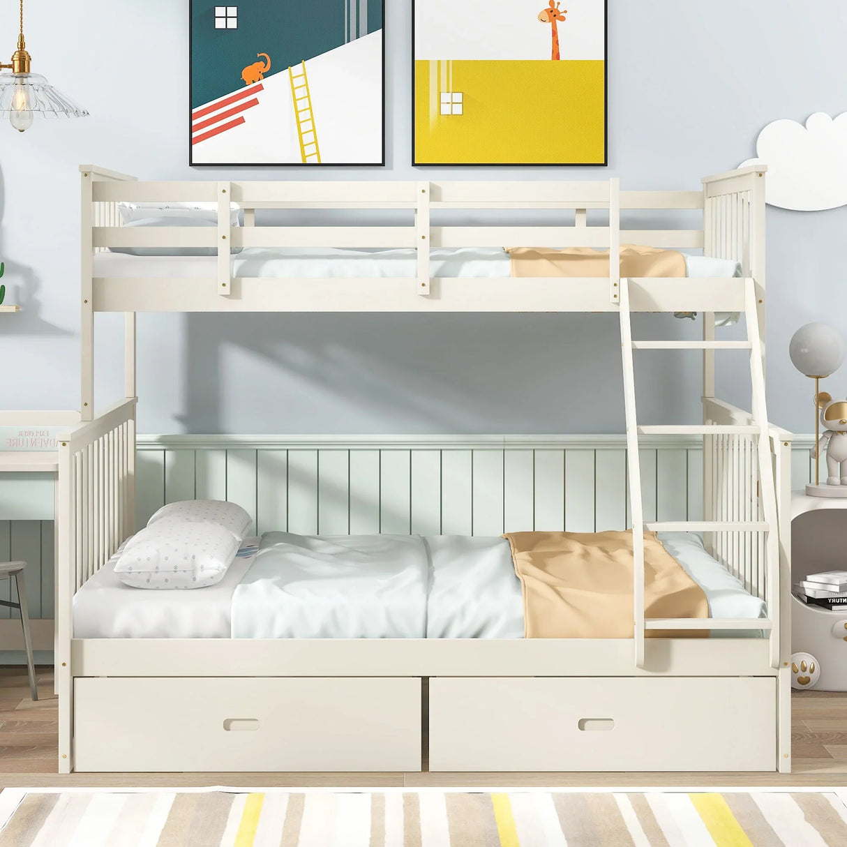 Bunk Bed With Ladder, And Safety Guard Rails - Furniture Home Direct
