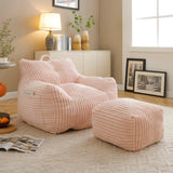 Giant Plush Bean Bag Chair With Armrests And Footstool - Furniture Home Direct