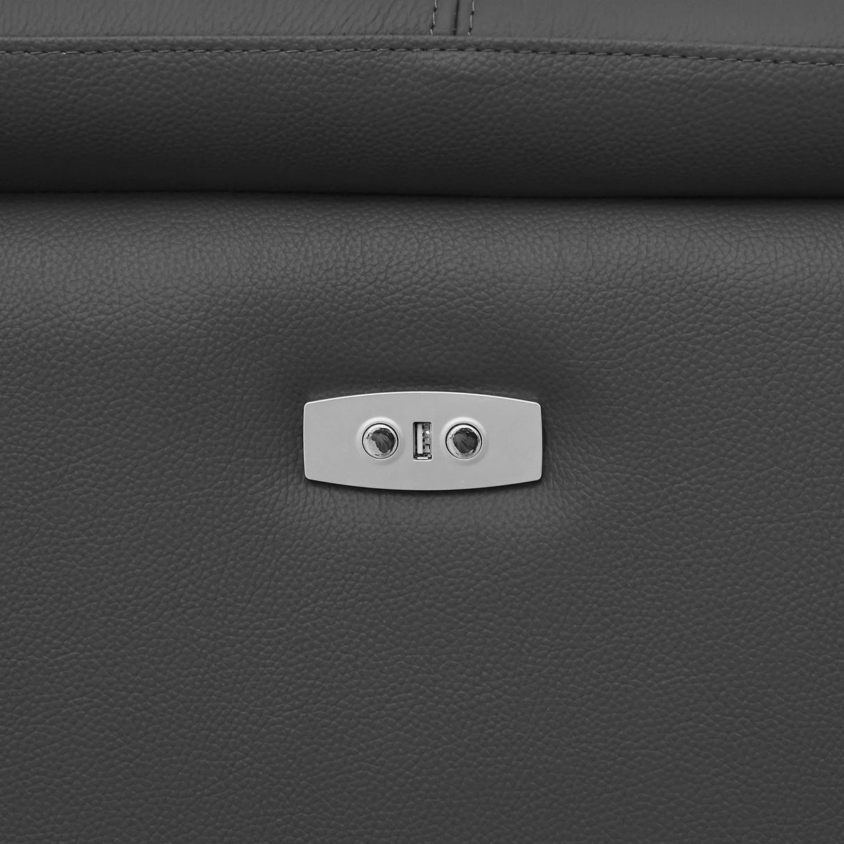 Genuine Leather Power Sectional with USB Port - Gray - Furniture Home Direct