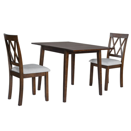 3 Piece Kitchen Dining Set With Drop Leaf Dining Table And 2 Dining Upholstered Chairs, Dining Room Set For Small Places - Brown - Furniture Home Direct